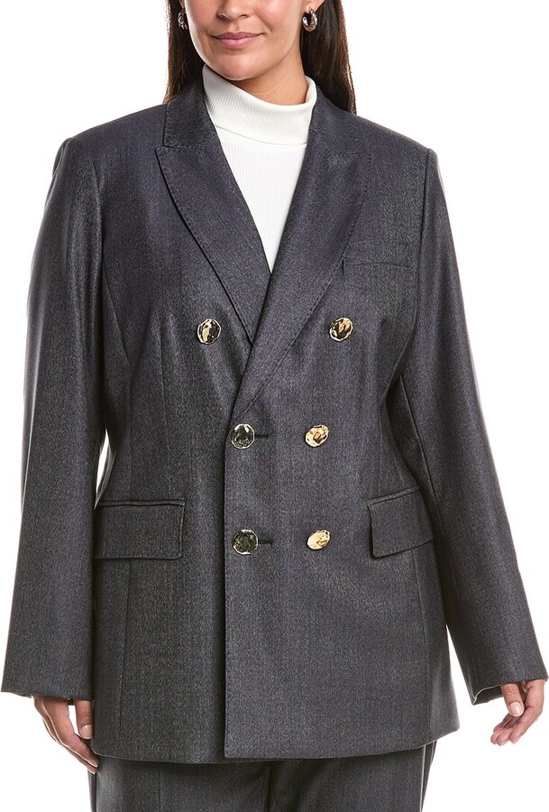 Marina Rinaldi Plus Talpa Wool & Silk-Blend Blazer