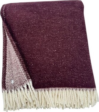 HomeRoots HomeRoots55\"X70\"PlumAndWhiteCottonBlendWovenChevronPlushThrowBlanketwithFringe