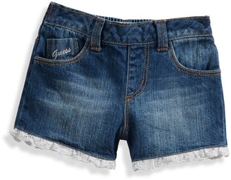 GUESS Denim Shorts with Lace Trim (12-24m)