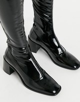Thumbnail for your product : E8 by Miista Alisa high-rise leather heeled stretch boots in black