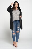 Thumbnail for your product : CURVYTURE Satin Trim Zip Front Long Hoodie