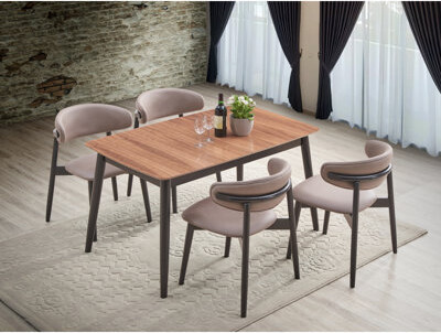 Corrigan Studio Lanae Natural & Black Finish 5 Pcs Dining Room Set