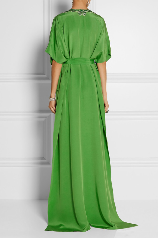 Oscar de la Renta Embellished silk-crepe kaftan - ShopStyle Day Dresses