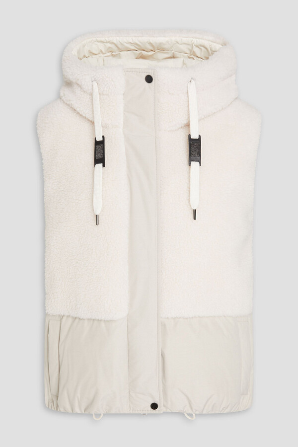 Brunello Cucinelli Shell-paneled faux shearling hooded down vest