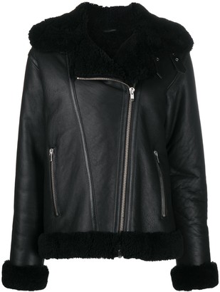 Liska Fur-Lined Leather Biker Jacket