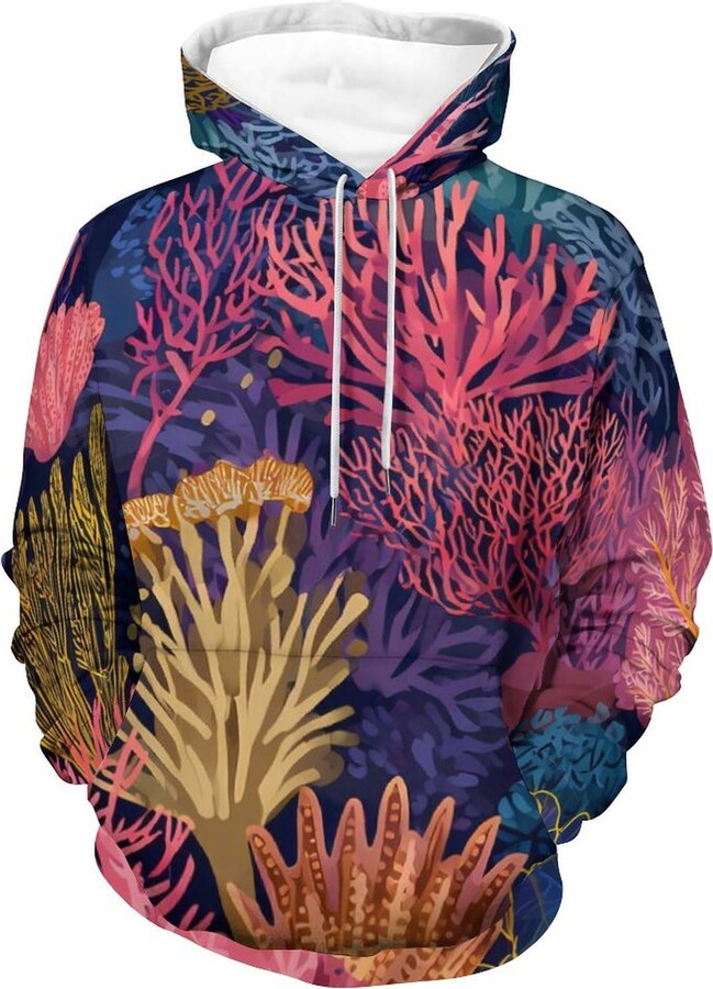 Generic Coral Reef Ocean Trendy Hoodies Sweatshirt for Women Men Pullover Sweater Tops with Pocket Style