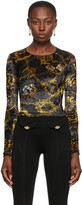 Thumbnail for your product : Versace Jeans Couture Black Velvet Shields & Chains Long Sleeve T-Shirt