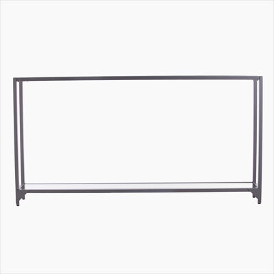 Mercer41 Narrow Metal Console Table With Silver Finish And Glass Shelves Perfect For Glamorous And Space-Efficient Decor