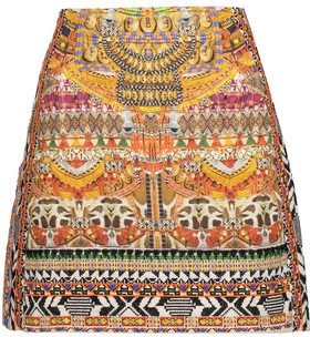 Camilla Embellished Embroidered Quilted Printed Cotton Mini Skirt