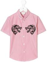 Thumbnail for your product : Gucci Kids striped wolf-print shirt