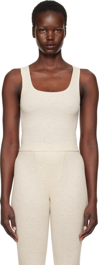 SKIMS Beige Cotton Rib Tank Top