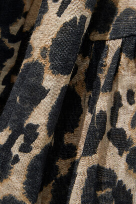 Current/Elliott The Crystal Belted Leopard-print Linen-jersey Mini Dress