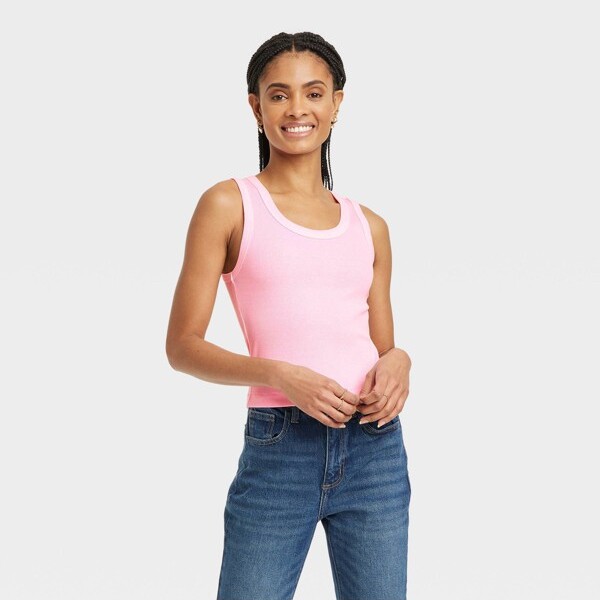 Universal Thread Women' Slim Fit Shrunken Rib Tank Top - Univeral Thread™ L  - ShopStyle