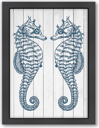 Americanflat Double Seahorse Wood Framed Wall Art