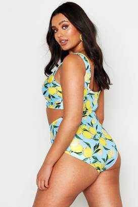 boohoo Plus Lemon Print High Waist Bikini