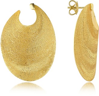 Stefano Patriarchi Golden Silver Etched Oval Shield Drop Earrings