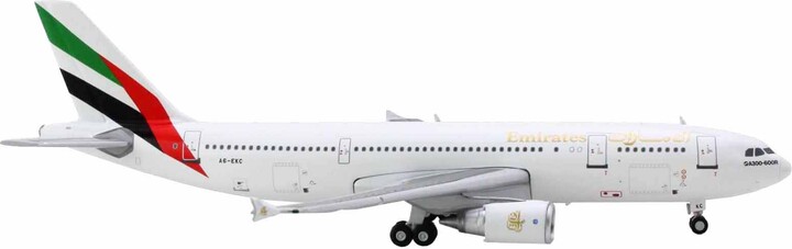 Airbus A300-600R Commercial Aircraft "Emirates Airlines" (A6-EKC) White with Striped Tail 1/400 Diecast Model Airplane by GeminiJets