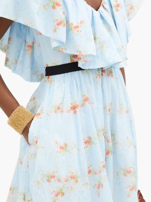 Emilia Wickstead Juniper Floral-print Ruffled Cotton Mini Dress - Blue Print