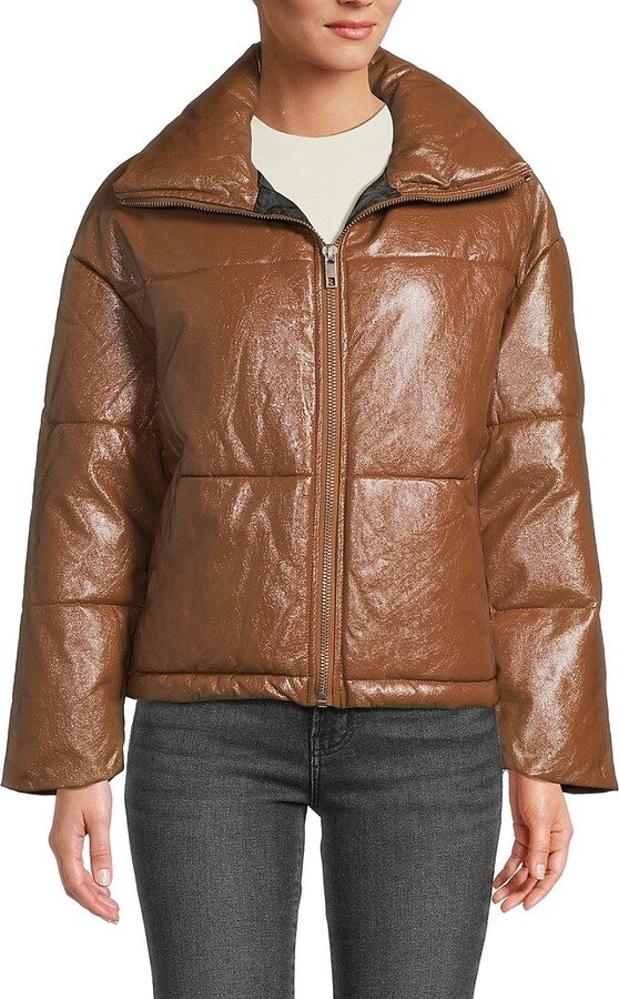 Billie Crinkle Faux Leather Puffer Jacket