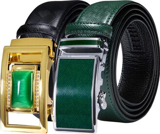 Barry.Wang Barry Wang Mens Gold Belt Designer Dragon Buckle Novelty  Business Dress Full Grain Leather 2Pack Set - ShopStyle