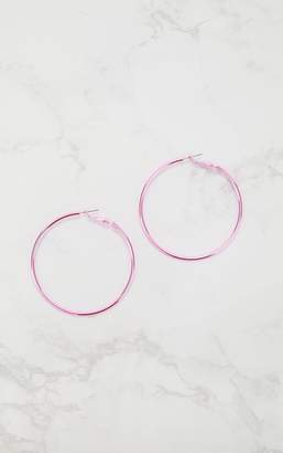 PrettyLittleThing Pink Plated Medium Hoop Earrings