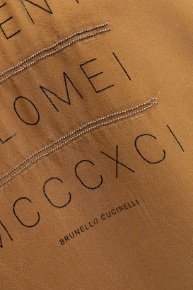 Brunello Cucinelli Bead-embellished Printed Silk-organza Tank