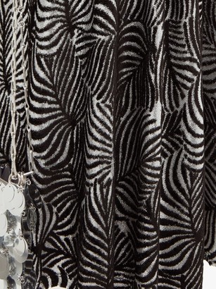 Paco Rabanne Hawaiian Palm-print Lurex And Velvet Midi Skirt - Black Silver