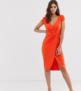 Thumbnail for your product : City Goddess Tall Bardot Wrap Over Pencil Midi Dress