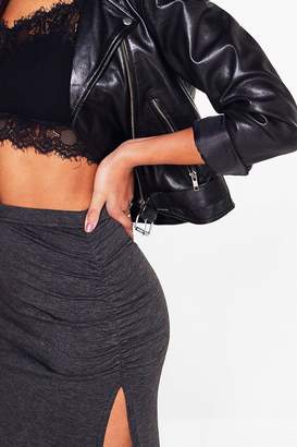 boohoo Ruched Side Jersey Maxi Skirt