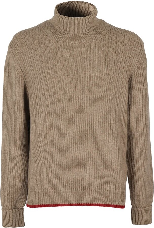Fay Stripe Detailed Roll-Neck Jumper