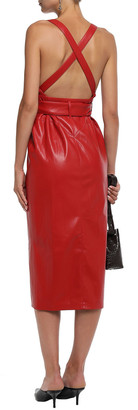 Nanushka Nahar Vegan Leather Midi Wrap Dress