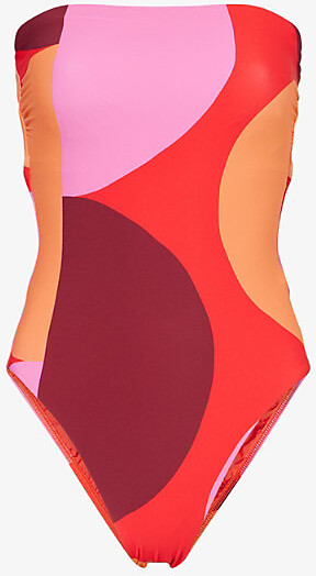 Seafolly Womens Flame Printed Bandeau Swimsuit 8