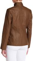Thumbnail for your product : Cole Haan Leather Front Zip Wing Collar Jacket