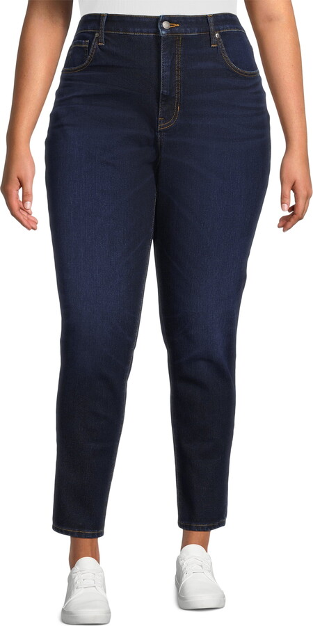 Time and Tru Women’s High Rise Curvy Skinny Jeans, Available in Regular and Short Inseams, Sizes 0-22