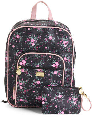 Floral Print Backpack With Removable Wristlet