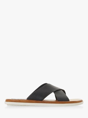 Dune Intuition Leather Cross Strap Sandals, Navy