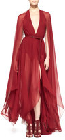 Thumbnail for your product : Donna Karan Belted Paneled Chiffon Evening Gown, Ruby Red