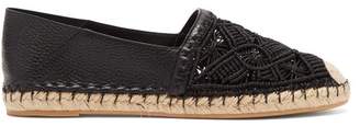 Valentino Marrakech Macrame And Leather Espadrilles - Womens - Black