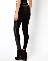 Thumbnail for your product : ASOS Leggings in Velvet with High Shine PU Panel