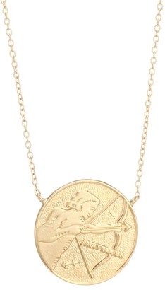 Jennifer Zeuner Jewelry Sylas 14K Gold Vermeil Sagittarius Medallion Necklace