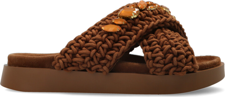 INUIKII ‘Woven’ Slides  - Brown