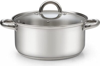 Cook N Home 5.5-quart Sauce Pot Stainless Steel Stockpot With Glass Lid, Basics Saucier Casserole Stock Pot
