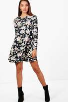 Thumbnail for your product : boohoo Large Floral Brushed Knit Swing Dress