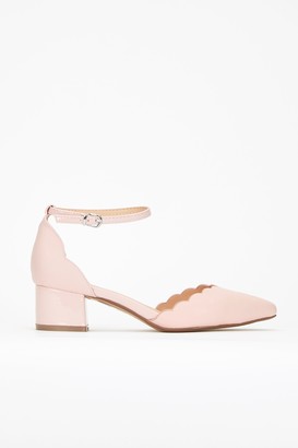 Wallis **Pink Scallop Block Heel Court Shoe