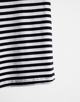 Weekday Alanis cotton long sleeve stripe t-shirt in black and white - MULTI