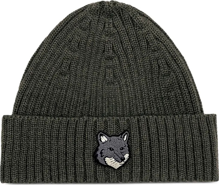 MAISON KITSUNÉ Fox-Head Ribbed Beanie