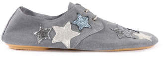 Anniel Sale - Embroidered Star Suede Derbie Shoes