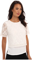 Thumbnail for your product : Rebecca Taylor Short Sleeve Top With Lace Overlay
