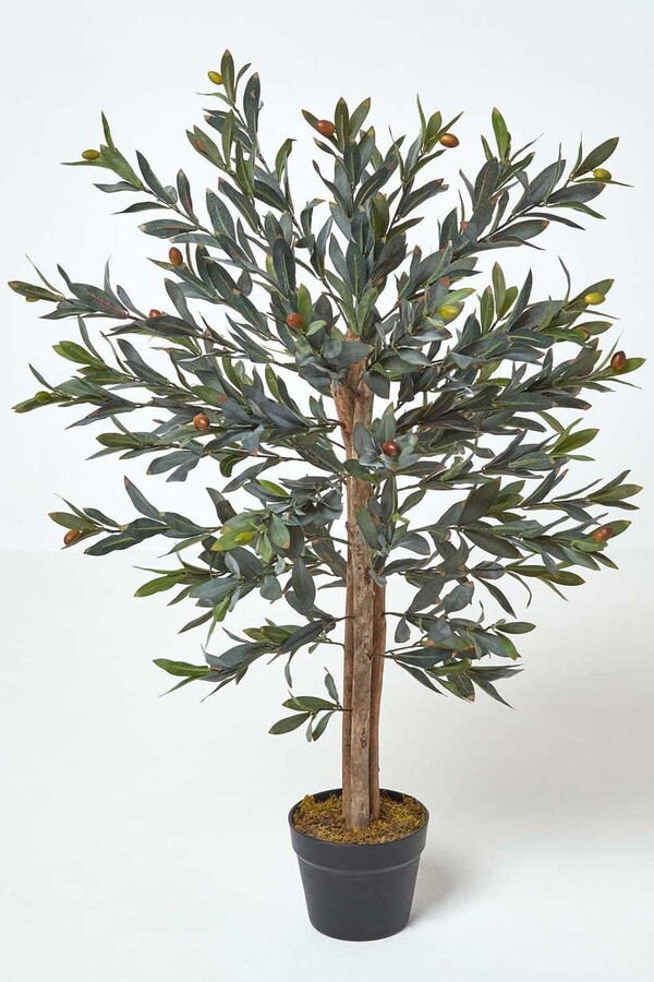 Homescapes Green Olive Tree Artificial Plant with Pot, 90 cm ShopStyle Decor