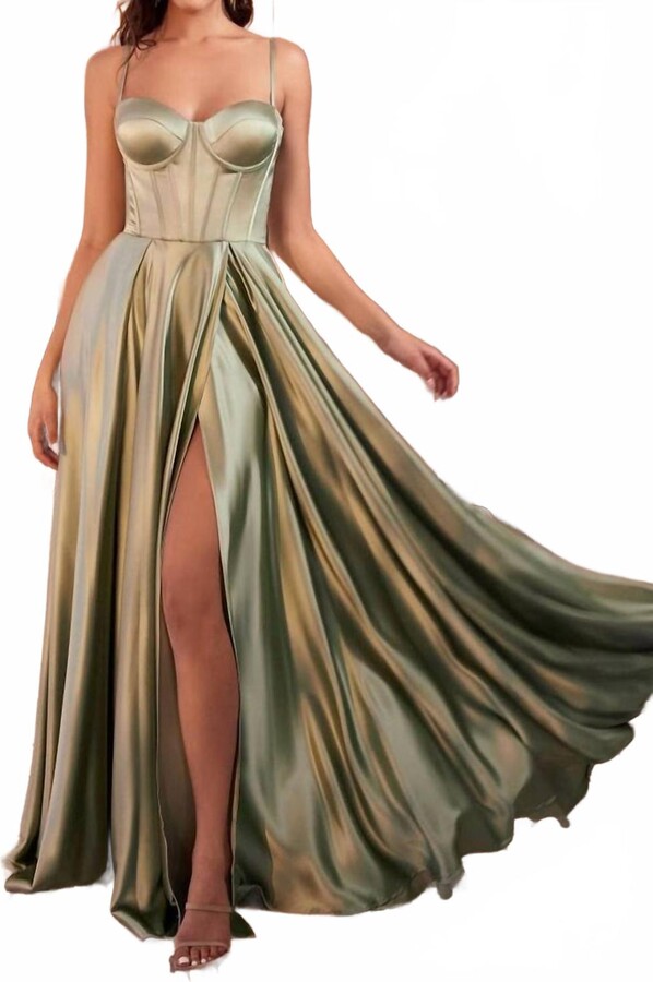 Ladivine A-Line Bustier Maxi Dress In Sage